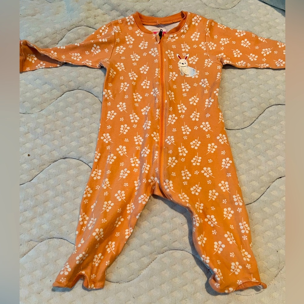 Tuffy Orange Floral Kids One Piece size 9mths